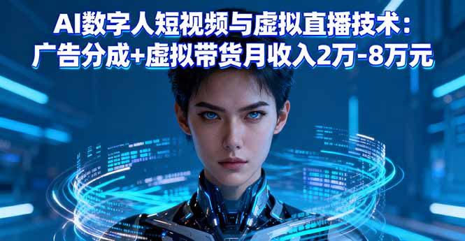 AI数字人短视频与虚拟直播技术：广告分成+虚拟带货月收入2万-8万元-乐码云集