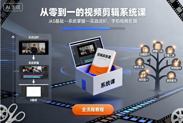 从零到一的视频剪辑系统课，从0基础–系统掌握–实战进阶，学拍视频剪辑-乐码云集