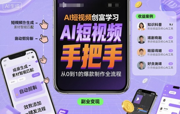 AI短视频创富学习，手把手教会你制作AI短视频-乐码云集