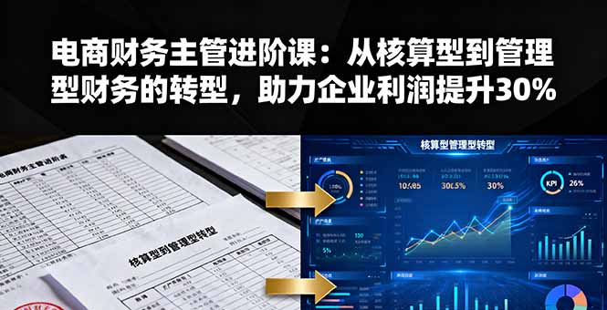 电商财务主管进阶课：从核算型到管理型财务的转型，助力企业利润提升30%-乐码云集