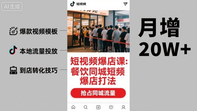 短视频爆店课，餐饮同城短视频爆店打法-乐码云集