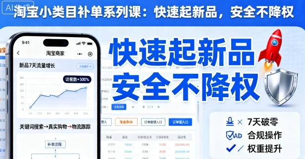 淘宝小类目补单系列课，快速起新品，安全不降权-乐码云集