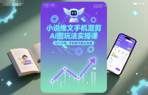 小说推文手机混剪AI图玩法实操课，日入可观，手机即可独立完成-乐码云集