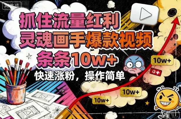 抓住流量红利，灵魂画手爆款视频，条条10w+，快速涨粉，操作简单-乐码云集
