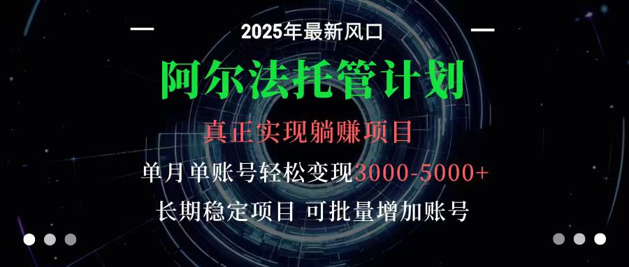阿尔法托管计划 单账号月入3000-5000，长期稳定项目，新手小白轻松上手-乐码云集