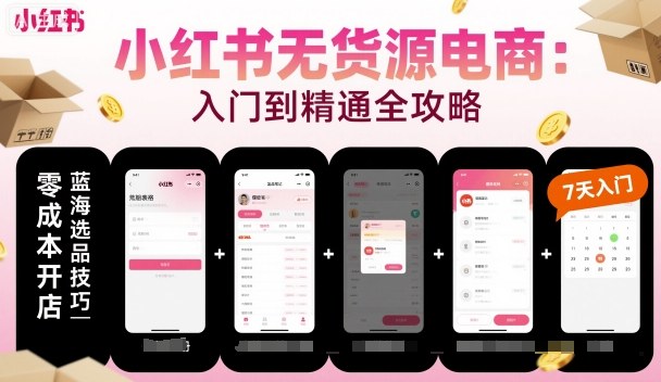 小红书无货源电商，入门到精通，开店+选品+笔记+剪辑+赛道+内容-乐码云集