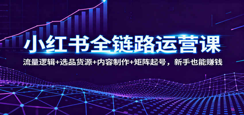小红书全链路运营课：流量逻辑+选品货源+内容制作+矩阵起号，新手也能赚钱-乐码云集