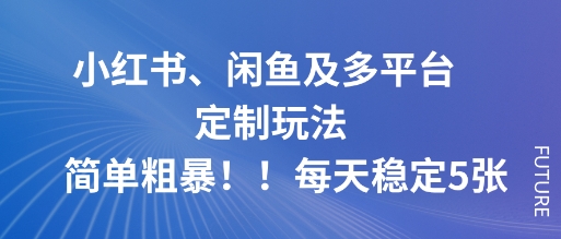 小红书、闲鱼及多平台定制玩法简单粗暴！每天稳定5张-乐码云集