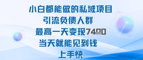 2025年小白都能做的私域项目引流负债人群最高一天变现1k+高变现难度低当天就能见到钱上手快-乐码云集