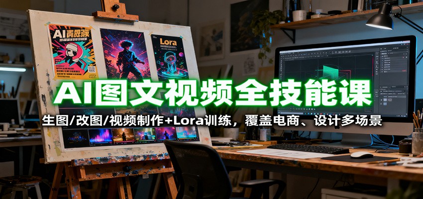 AI图文视频全技能课：生图/改图/视频制作+Lora训练，覆盖电商 、设计多场景-乐码云集
