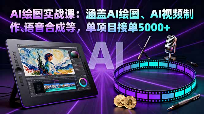 AI绘图实战课：涵盖AI绘图、AI视频制作、语音合成等，单项目接单5000+-乐码云集