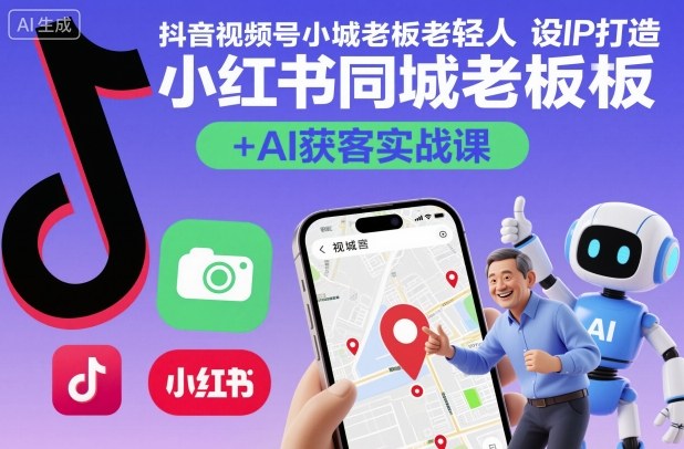 抖音视频号小红书同城老板轻人设IP打造+AI获客实战课，人设打造-算法拆解-拍摄剪辑-内容运营-AI创作-乐码云集