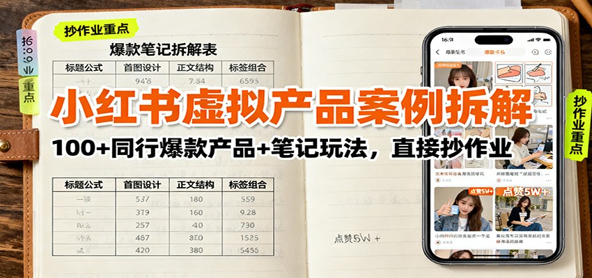 小红书虚拟产品案例拆解：100+同行爆款产品+笔记玩法，直接抄作业-乐码云集