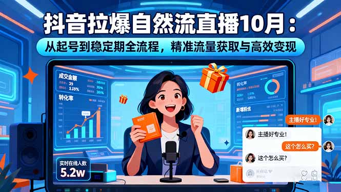 抖音拉爆自然流直播10月：从起号到稳定期全流程，精准流量获取与高效变现-乐码云集