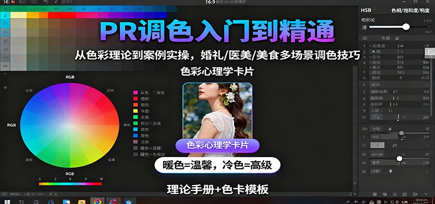 PR调色入门到精通：从色彩理论到案例实操，婚礼/医美/美食多场景调色技巧-乐码云集