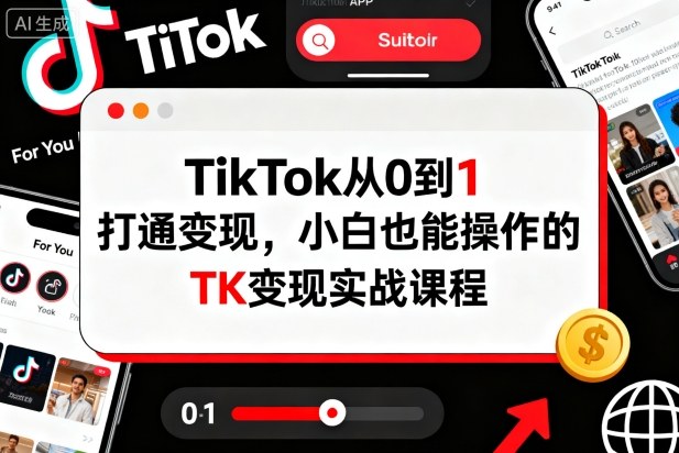 TikTok从0到1打通变现，小白也能操作的TK变现实战课程-乐码云集