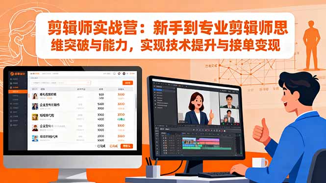 剪辑师实战营：新手到专业剪辑师思维突破与能力，实现技术提升与接单变现-乐码云集
