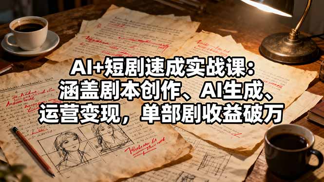 AI+短剧速成实战课：涵盖剧本创作、AI生成、运营变现，单部剧收益破万-乐码云集