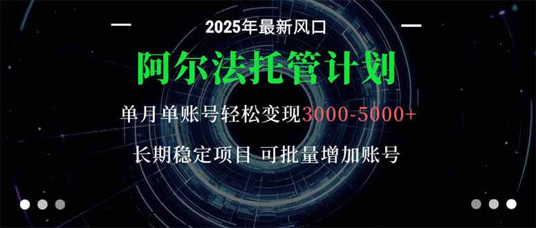 阿尔法托管计划 单账号月入3000-5000，长期稳定项目，新手小白轻松上手。-乐码云集