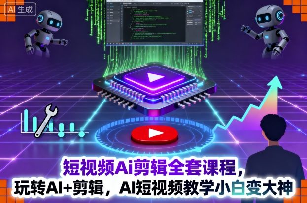 短视频Ai剪辑全套课程，玩转AI+剪辑，AI短视频教学小白变大神-乐码云集