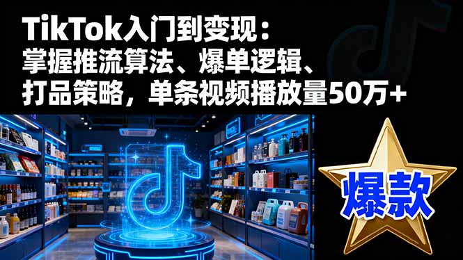 TikTok入门到变现：掌握推流算法、爆单逻辑、打品策略，单条视频播放量50w-乐码云集