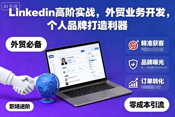 Linkedin高阶实战，外贸业务开发，个人品牌打造利器-乐码云集