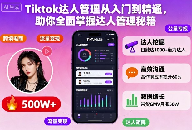 Tiktok达人管理从入门到精通，助你全面掌握达人管理秘籍-乐码云集