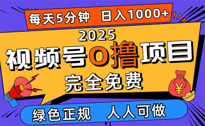 2025视频号0撸项目，5分钟一个号，日入1000+，人人可做-乐码云集
