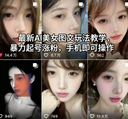 最新AI美女图文玩法教学，暴力起号涨粉，手机即可操作-乐码云集