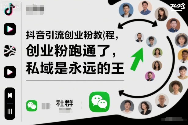抖音引流创业粉教程，创业粉终于跑通了，私域是永远的王-乐码云集