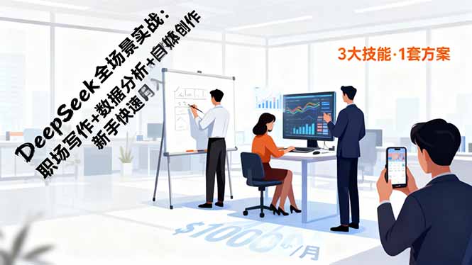 DeepSeek全场景实战：职场写作+数据分析+自媒体创作，新手快速月入过万-乐码云集