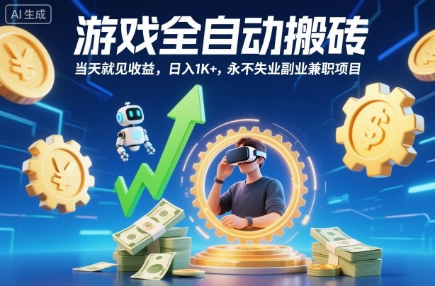 游戏全自动搬砖，当天就见收益，日入1K+，永不失业副业兼职项目【揭秘】-乐码云集