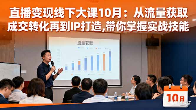 直播变现线下大课10月：从流量获取到成交转化再到IP打造,带你掌握实战技能-乐码云集