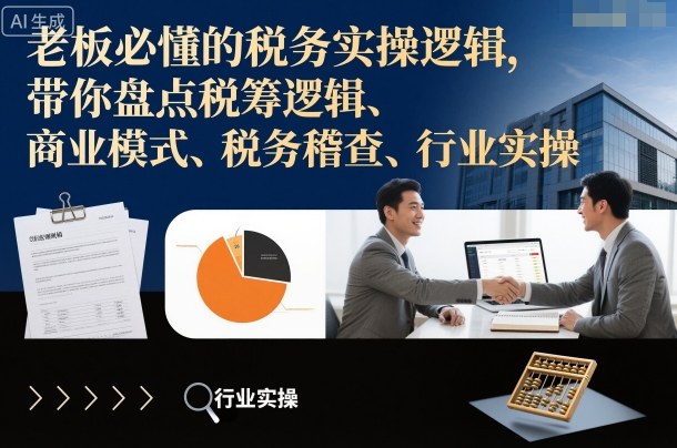 老板必懂的税务实操逻辑，带你盘点税筹逻辑、商业模式、税务稽查、行业实操-乐码云集
