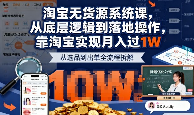 2025最新淘宝无货源系统课，从底层逻辑到落地操作，靠淘宝实现月入过1W(更新)-乐码云集