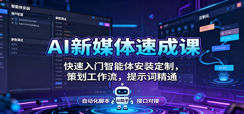 AI新媒体速成课：快速入门智能体安装定制，策划工作流，提示词精通-乐码云集