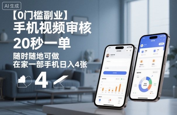 【0门槛副业】手机视频审核，20秒一单，随时随地可做，在家一部手机日入4张【揭秘】-乐码云集