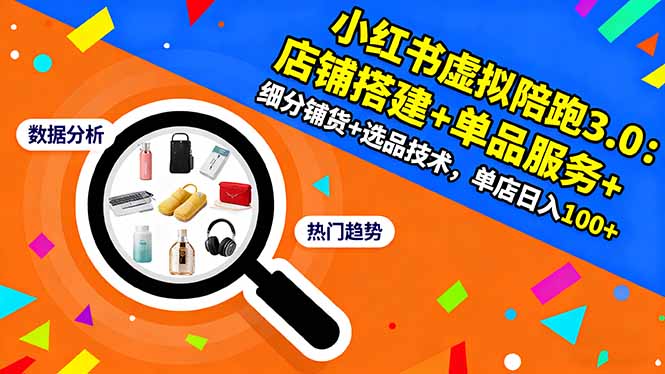 小红书虚拟陪跑3.0：店铺搭建+单品服务+细分铺货+选品技术，单店日入100+-乐码云集