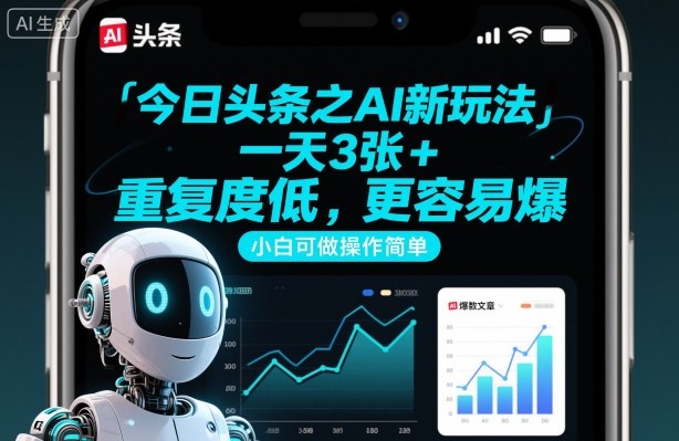 今日头条之AI新玩法，一天3张+，重复度低，更容易爆，小白可做操作简单-乐码云集