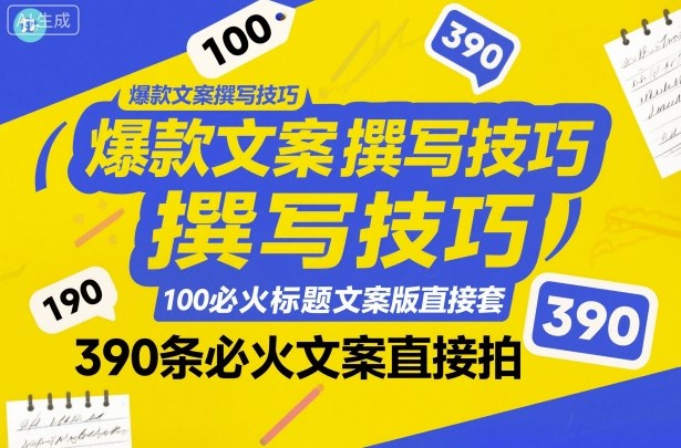 爆款文案撰写技巧，100个必火标题文案模版直接套，390条必火文案直接拍-乐码云集