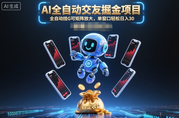 AI全自动交友掘金项目，全自动挂G可矩阵放大，单窗口轻松日入30+【揭秘】-乐码云集