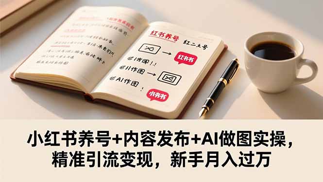 小红书养号+内容发布+AI做图实操，精准引流变现，新手月入过万-乐码云集
