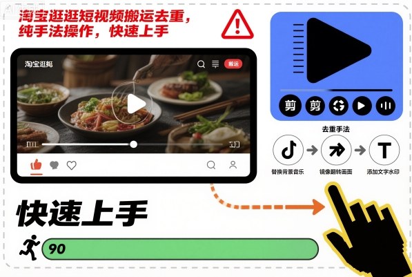 淘宝逛逛短视频搬运去重，纯手法操作，快速上手-乐码云集
