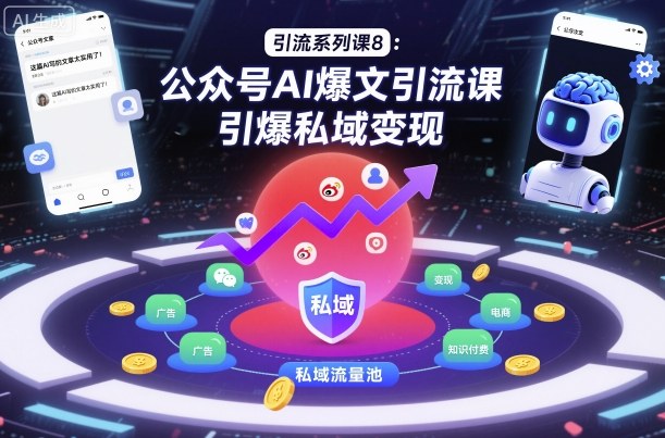 引流系列课8：公众号AI爆文引流课，引爆私域变现-乐码云集