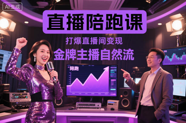 直播陪跑课，金牌主播自然流打爆直播间，复制高变现玩法-乐码云集