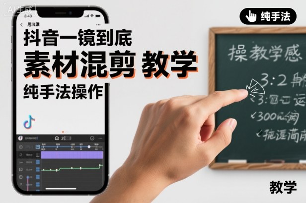 抖音一镜到底素材混剪教学，纯手法操作-乐码云集