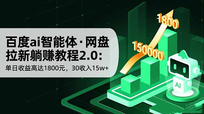 百度ai智能体·网盘拉新躺赚教程2.0：单日收益高达1800元，30收入15w+-乐码云集