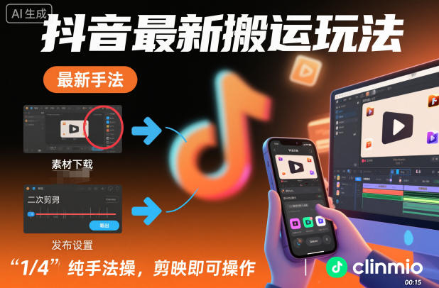 抖音最新搬运玩法，纯手法操作，剪映即可操作-乐码云集