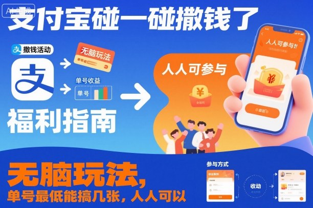 支付宝碰一碰撒钱了，无脑玩法，单号最低能搞几张，人人可以撸【揭秘】-乐码云集
