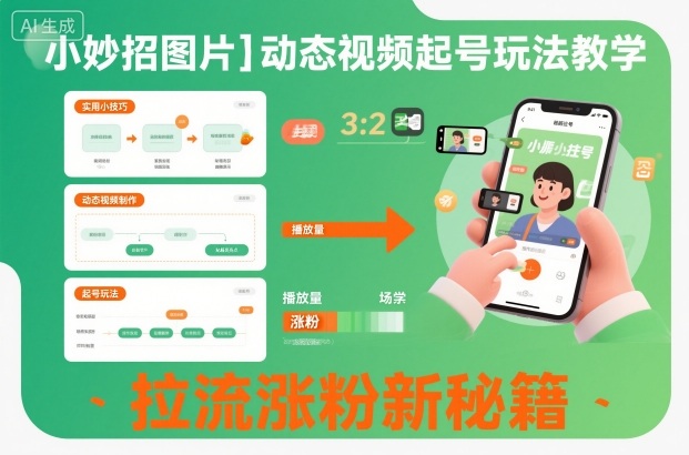 小妙招图片＋动态视频起号玩法教学，拉流涨粉新秘籍-乐码云集